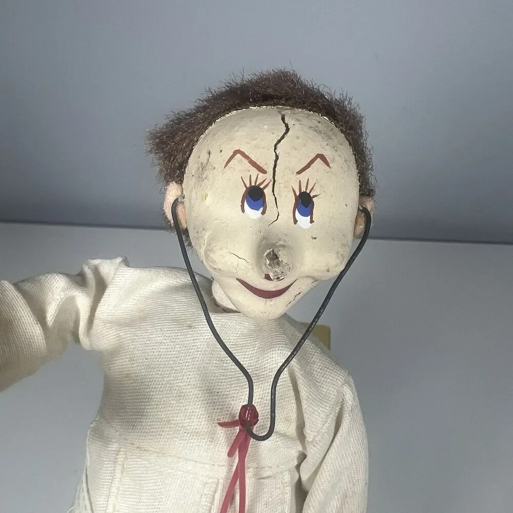 Rare Vintage Klumpe Roldan Doll Male Doctor In Lab Coat